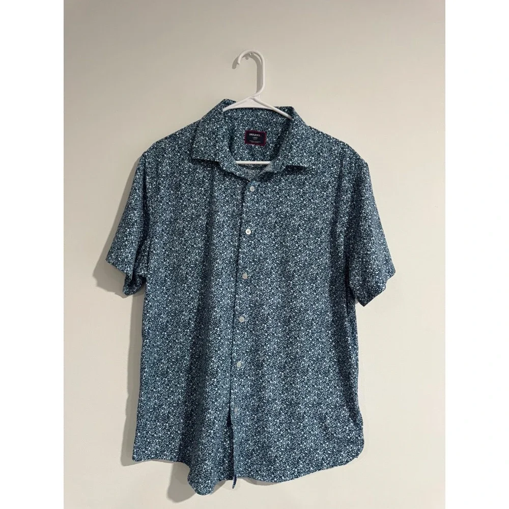 UNTUCKit Slim Fit Performance Shirt Mens Large‎ Blue Floral Vacation Travel